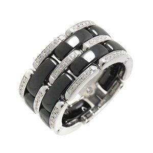 CHANEL ULTRA Diamond Ring LM Black Ceramic 18K WG 750 Size58 7.75-8(US) 90288366